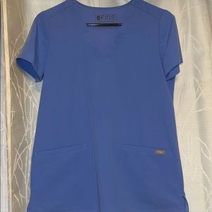 FIGS 3 Pocket Scrub Top XXS CEIL BLUE